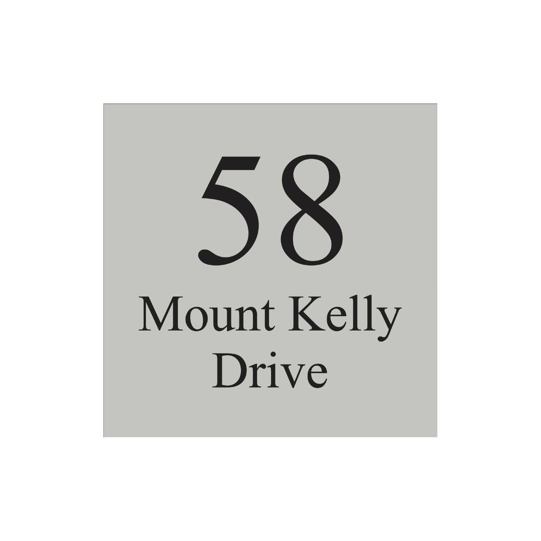 Shale Grey Colorbond Steel Address Sign with Vinyl Text - 300 x 300mm