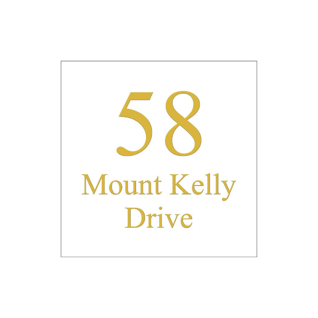 White Colorbond Steel Address Sign with Vinyl Text 300 x 300mm