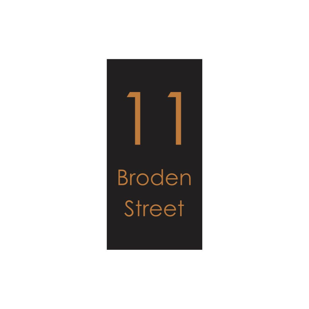 Black Powder-Coated Address Sign with Laser Cut Text - 300 x 600mm