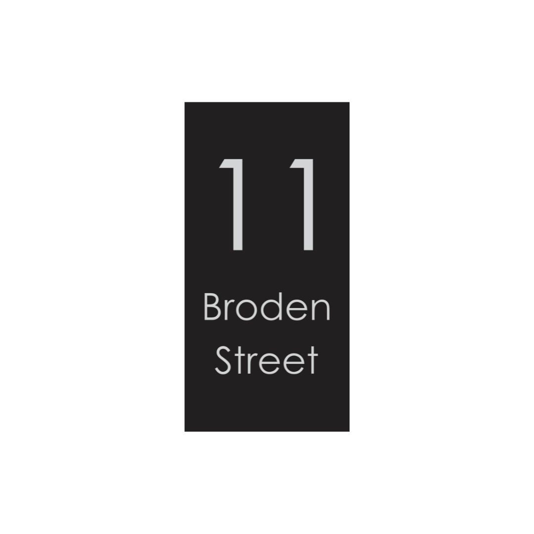 Black Powder-Coated Address Sign with Laser Cut Text - 300 x 600mm