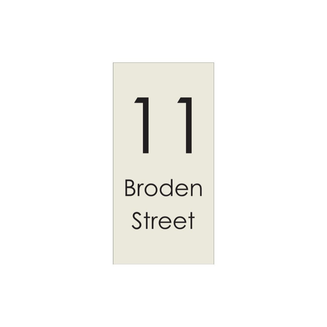 Surfmist Colorbond Steel Address Sign with Vinyl Text - 300 x 600mm