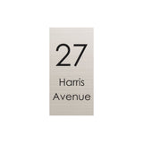 Silver Aluminum Address Sign with Vinyl Text - 300 x 600mm