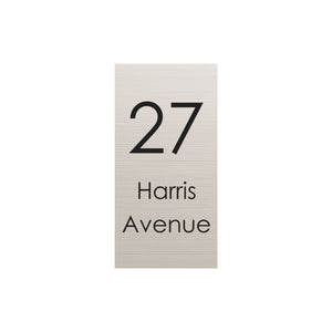 Silver Aluminum Address Sign with Vinyl Text - 300 x 600mm