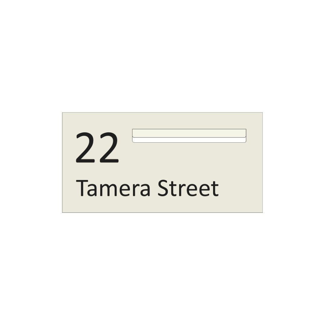 Surfmist Powder-Coated Aluminium Letterbox Faceplate (600 x 300) - 340 Slot