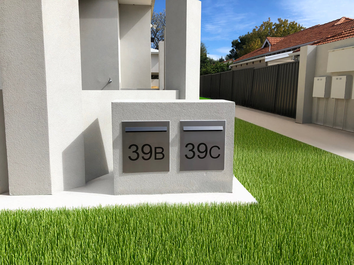 Marine Grade Brushed Stainless Steel Letterbox Faceplate 390 x 430mm (Laser Cut) - 340 Slot