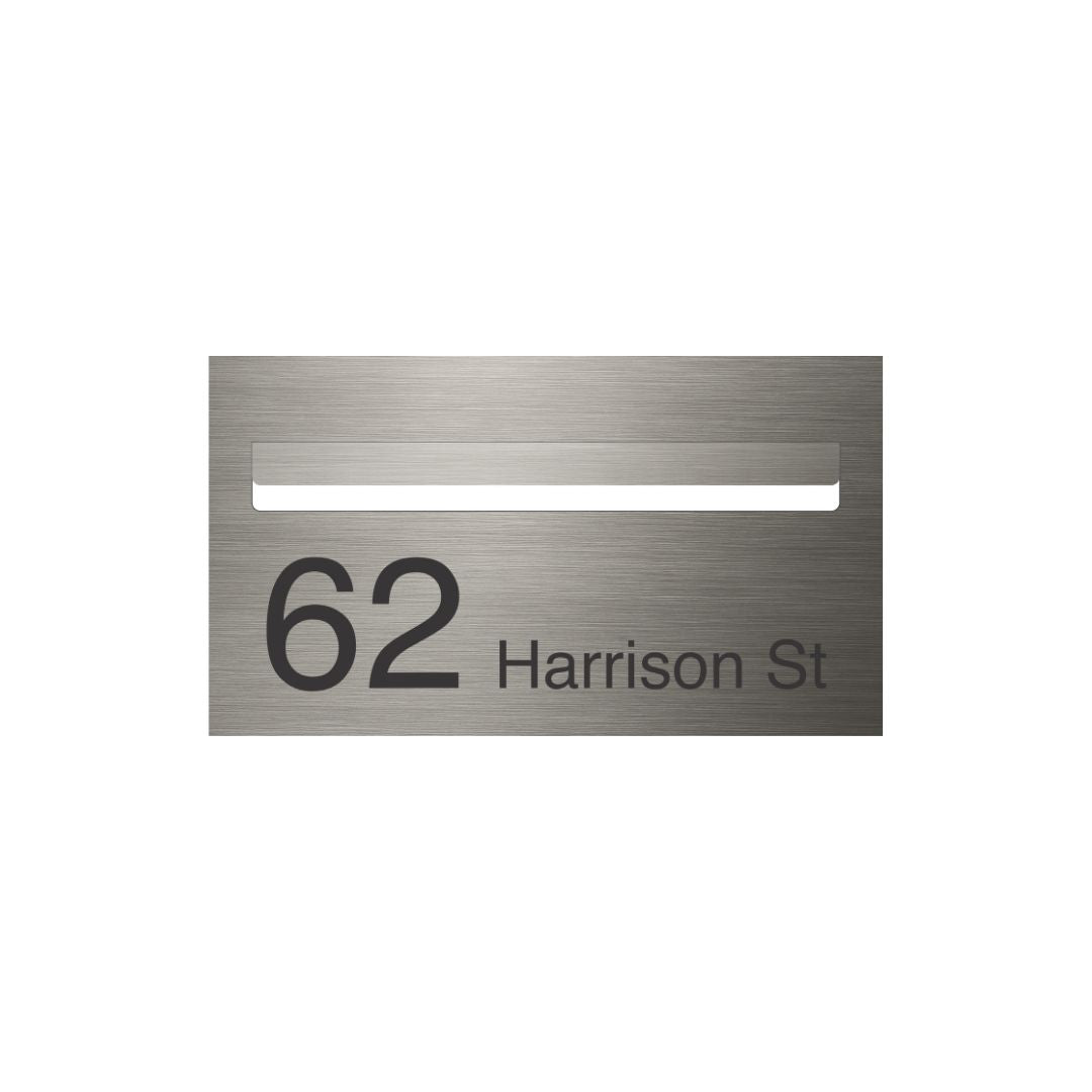 Marine Grade Brushed Stainless Steel Letterbox Faceplate 390 x 220 (Laser Cut) - 340 Slot