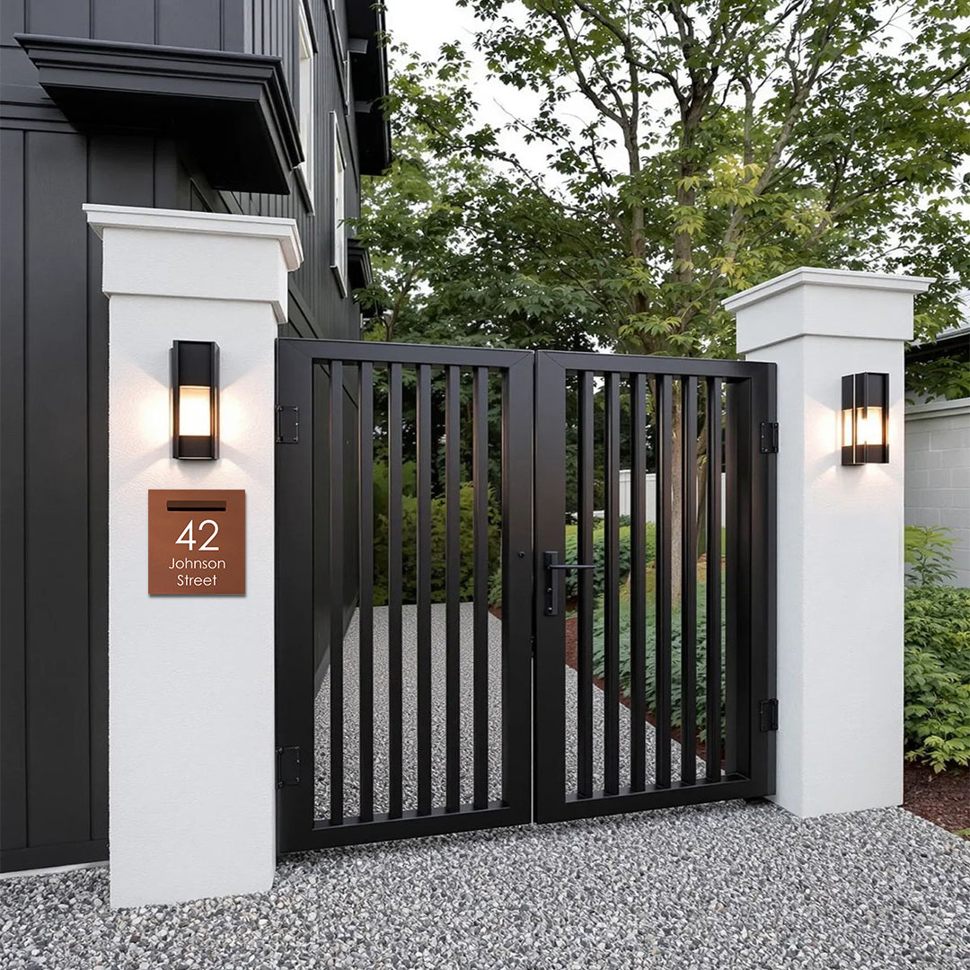 Corten Powder-Coated Aluminium Letterbox Faceplate 390 x 430mm - 240 Slot