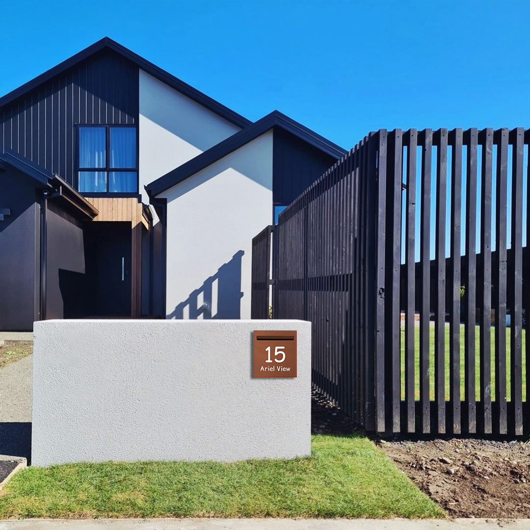 Corten Powder-Coated Aluminium Letterbox Faceplate 390 x 430mm - 340 Slot