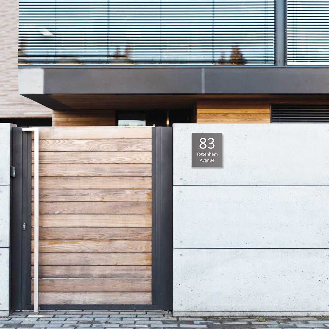 Basalt Colorbond Steel Address Sign with Vinyl Text 390 x 430