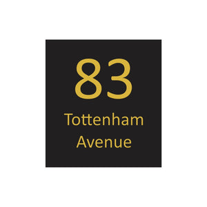 Black Colorbond Steel Address Sign with Vinyl Text 390 x 430