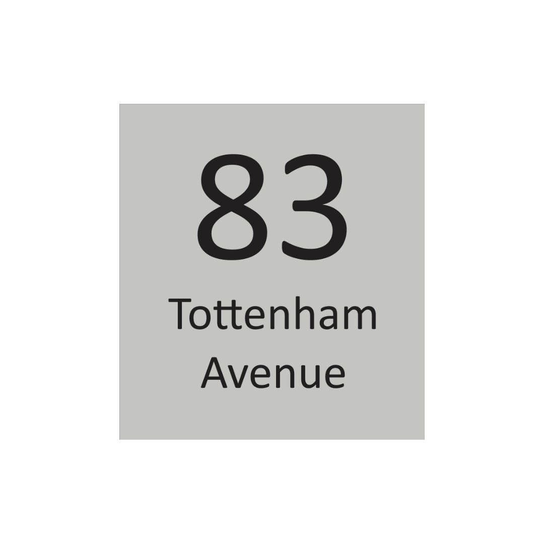 Shale Grey Colorbond Steel Address Sign with Vinyl Text - 390 x 430mm