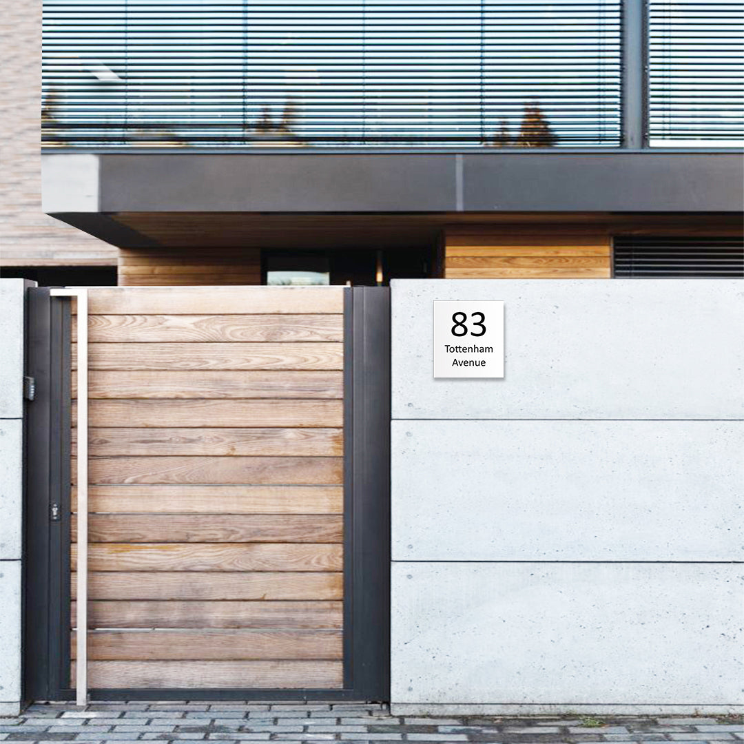 Surfmist Colorbond Steel Address Sign with Vinyl Text - 390 x 430mm