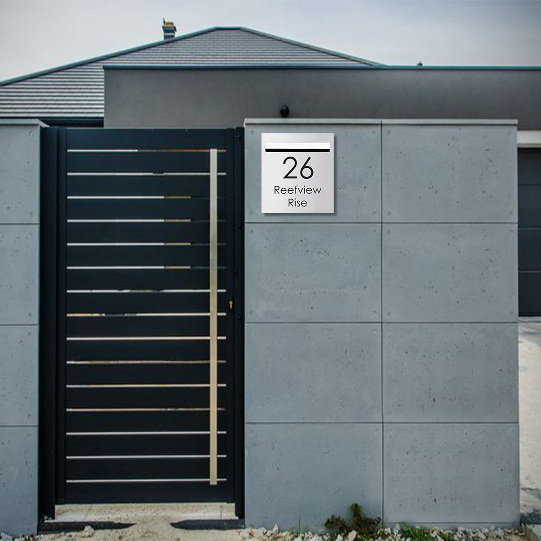 Marine Grade Brushed Stainless Steel Letterbox Faceplate 390 x 430mm (Laser Etched) - 340 Slot