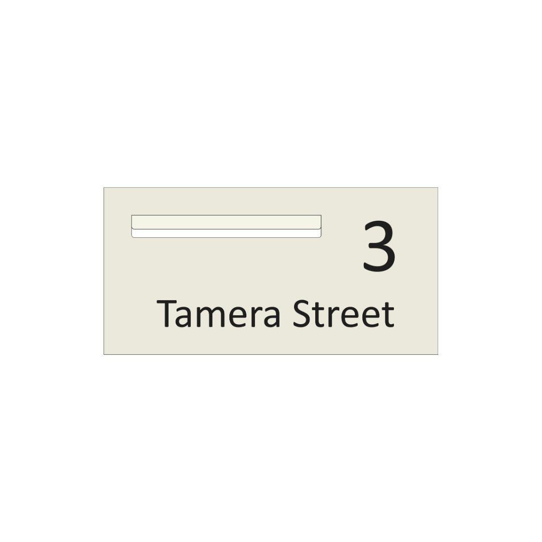 Surfmist Powder-Coated Aluminium Letterbox Faceplate (600 x 300) - 340 Slot LHS