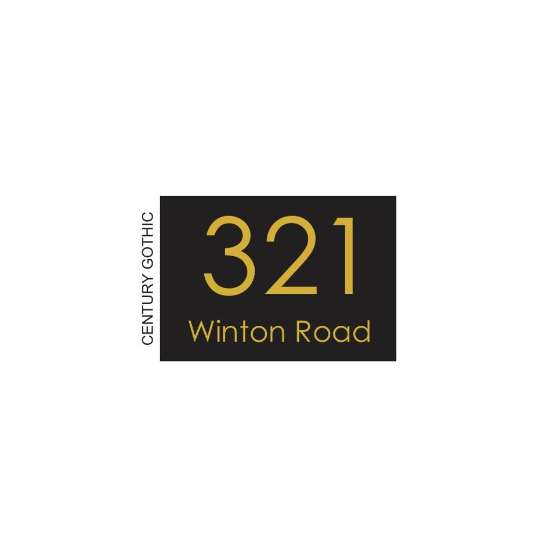 Black Traffolyte Address Sign with Vinyl Text – 200 x 140mm