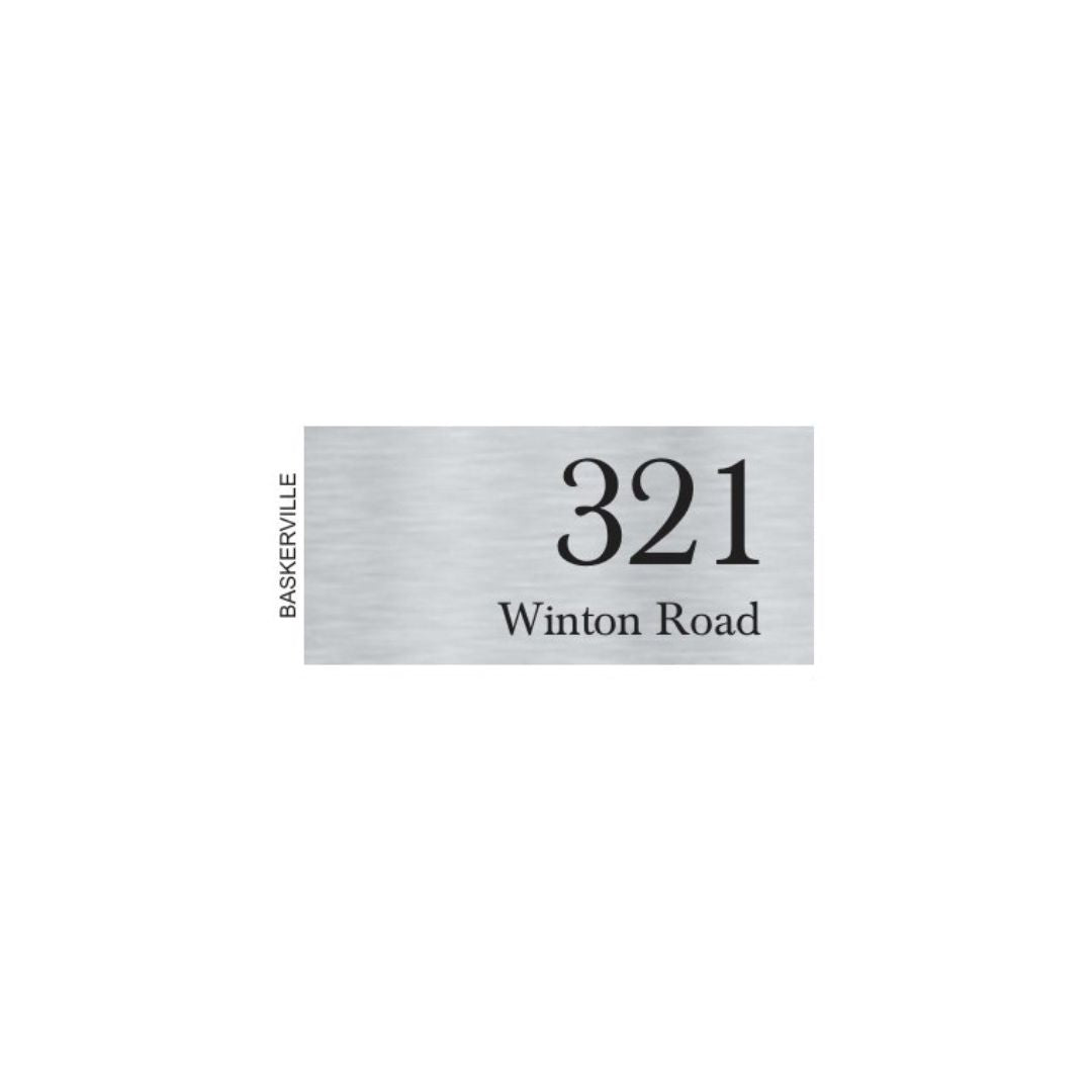 Silver Aluminum Address Sign with Vinyl Text - 300 x 140mm