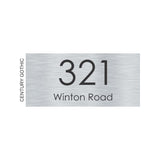 Silver Aluminum House Sign with Black Vinyl Text (300 x 140) - Text Centralized