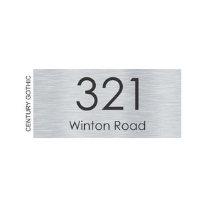 Silver Aluminum House Sign with Black Vinyl Text (300 x 140) - Text Centralized