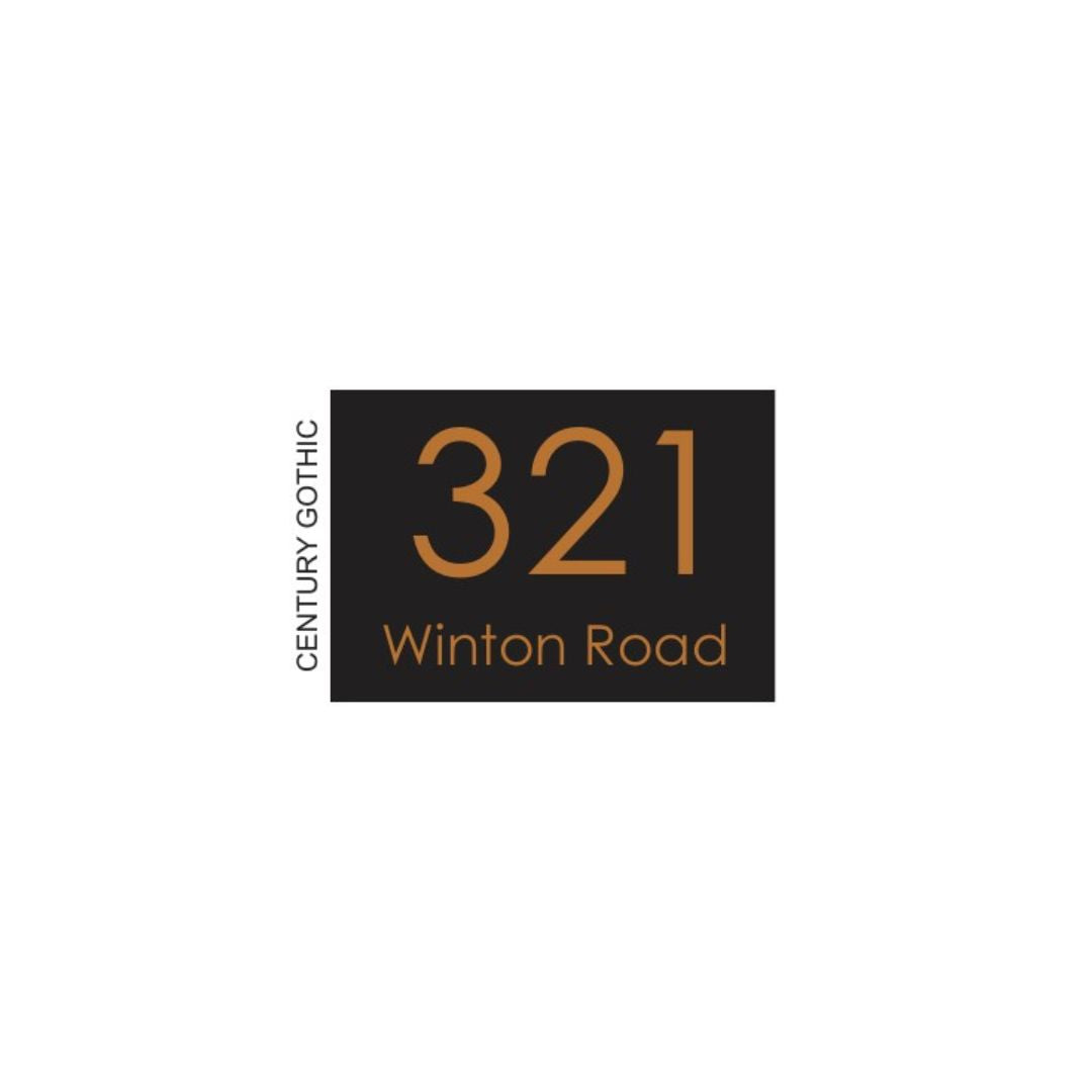Black Traffolyte Address Sign with Vinyl Text – 200 x 140mm
