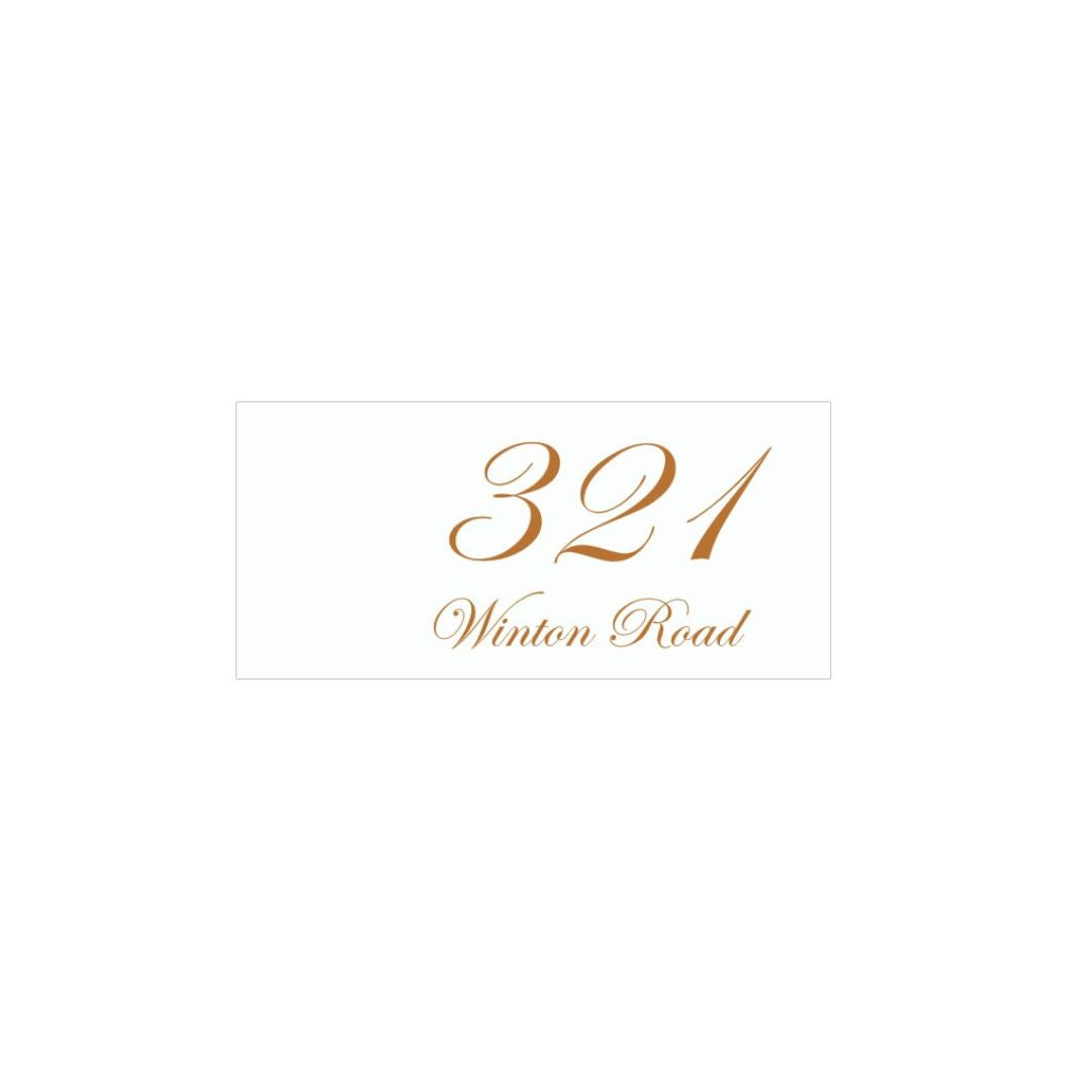 White Colorbond Steel Address Sign with Vinyl Text - 300 x 140mm