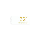 White Traffolyte Address Sign with Gold Vinyl Text - Custom Address (300 x 140)