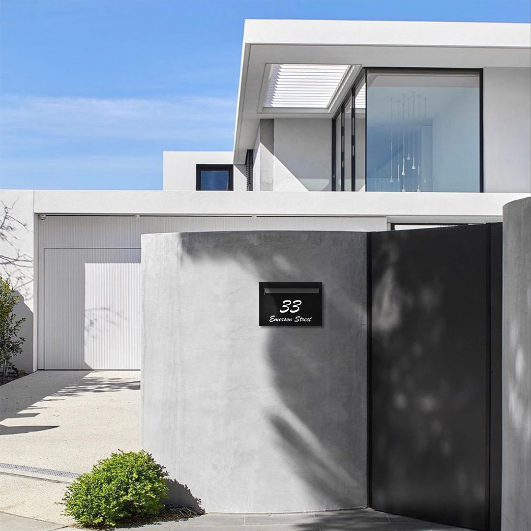 Black Powder-Coated Aluminium Letterbox Faceplate 400 x 280mm - 340 Slot