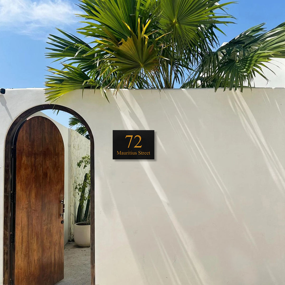 Black Powder Coated Aluminium Address Sign With Laser Cut Text 400 x 250mm