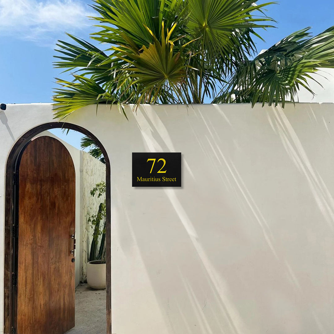 Black Powder Coated Aluminium Address Sign With Laser Cut Text 400 x 250mm