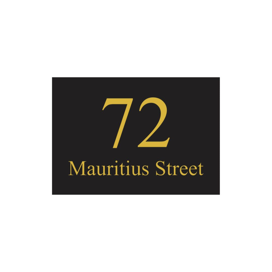 Black Powder Coated Aluminium Address Sign With Laser Cut Text 400 x 250mm