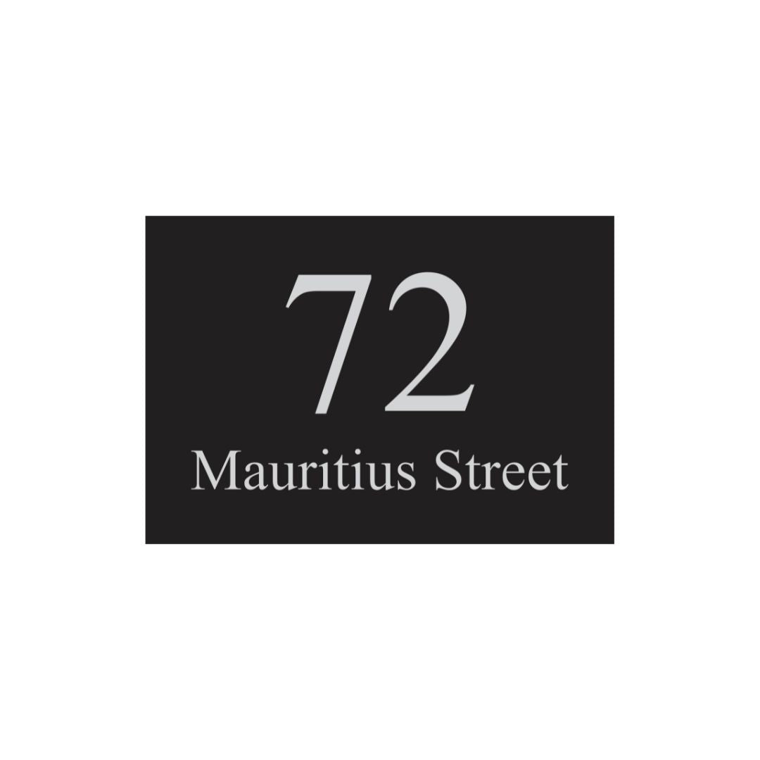 Black Traffolyte Address Sign with Vinyl Text 400 x 250