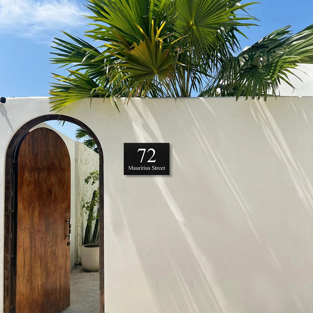 Black Powder Coated Aluminium Address Sign With Laser Cut Text 400 x 250mm