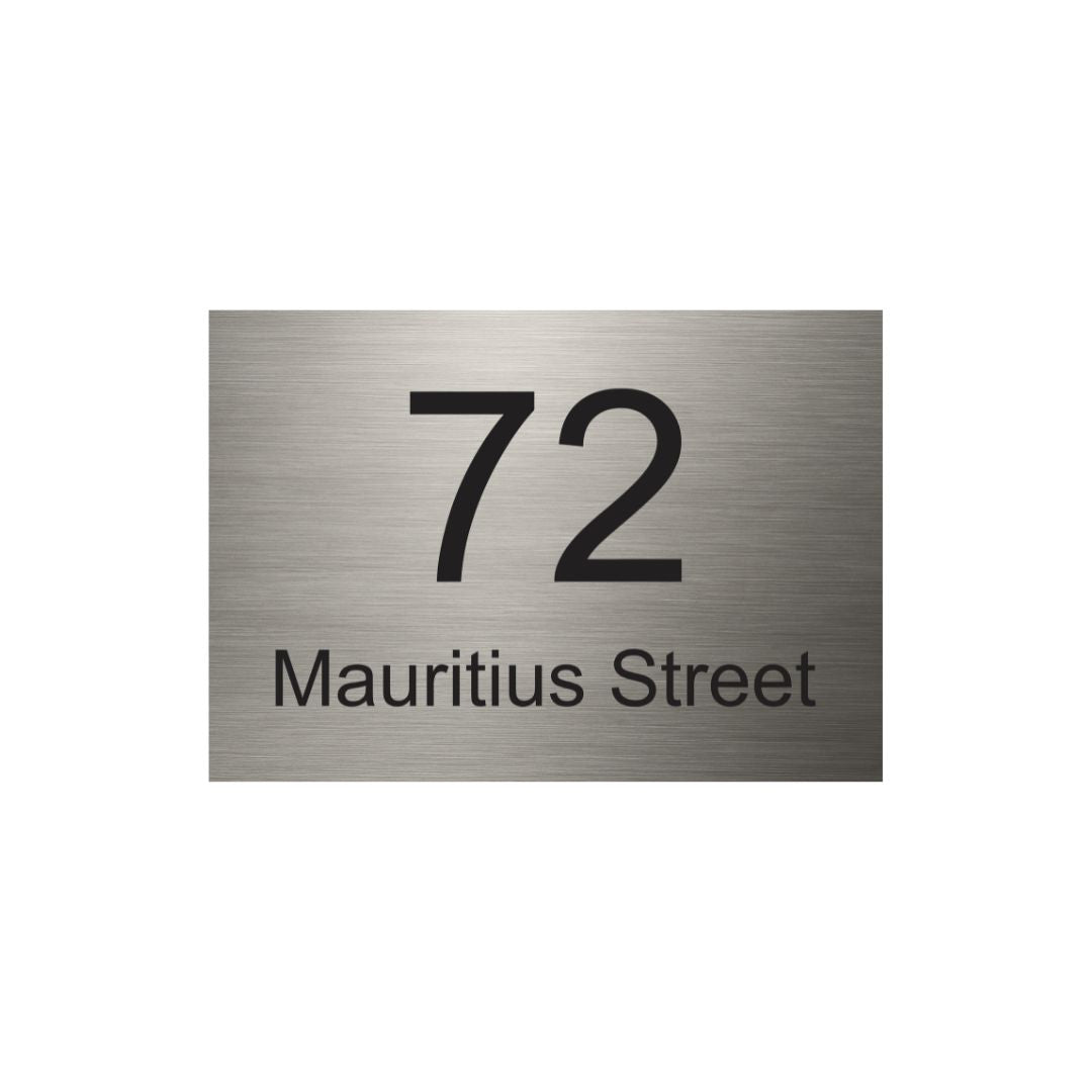Marine Grade Brushed Stainless Steel Address Sign 400 x 250 (Laser Etched)