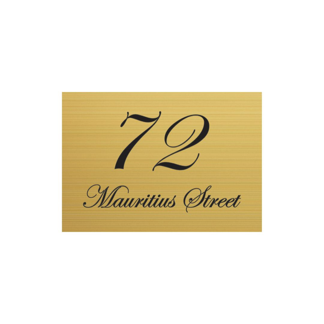 Gold Aluminum Address Sign with Vinyl Text 400 x 250