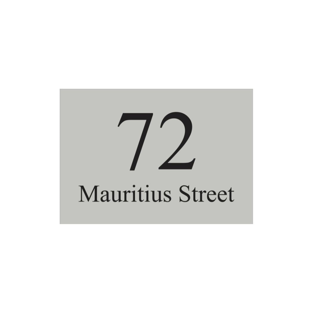 Shale Grey Colorbond Steel House Sign with Vinyl Text 400w z 280