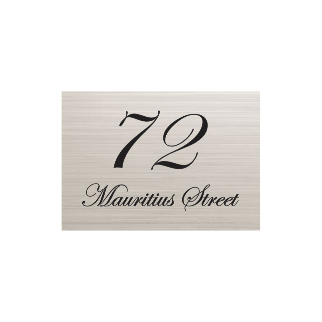 Silver Aluminum Address Sign with Vinyl Text 400 x 280mm