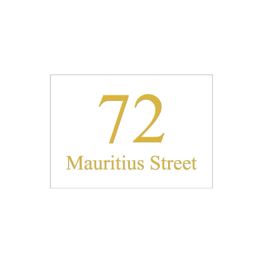 White Traffolyte Address Sign with Vinyl Text 400 x 250