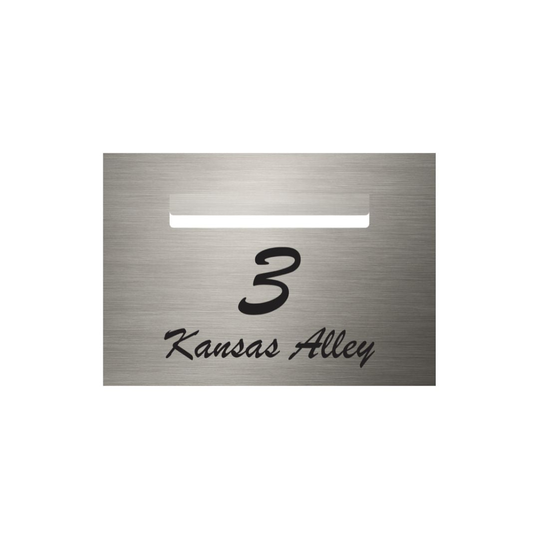 Marine Grade Brushed Stainless Steel Letterbox Faceplate 400 x 250 (Laser Etched) - 240 Slot