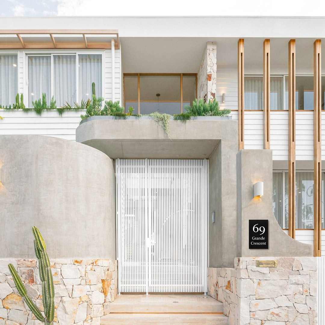 Black Traffolyte Address Sign with White Engraved Text 400 x 600mm