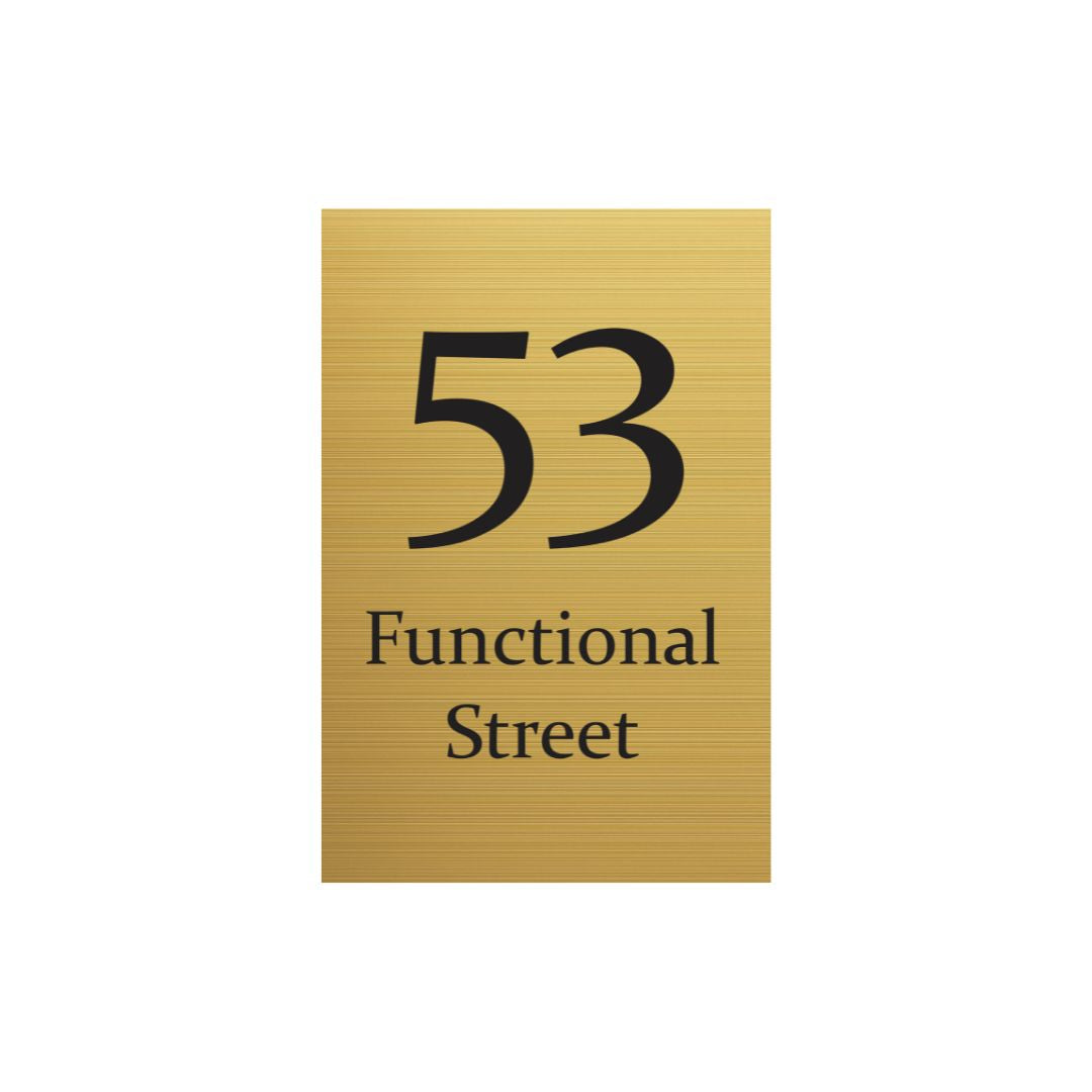 Gold Aluminum Address Sign with Vinyl Text 400 x 600