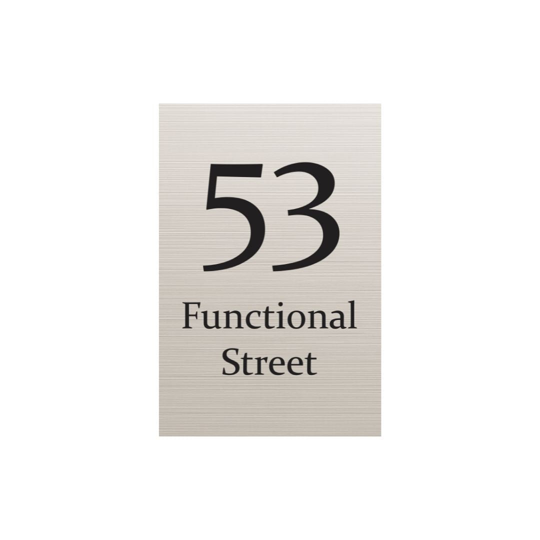 Silver Aluminum Address Sign with Vinyl Text 400 x 600mm