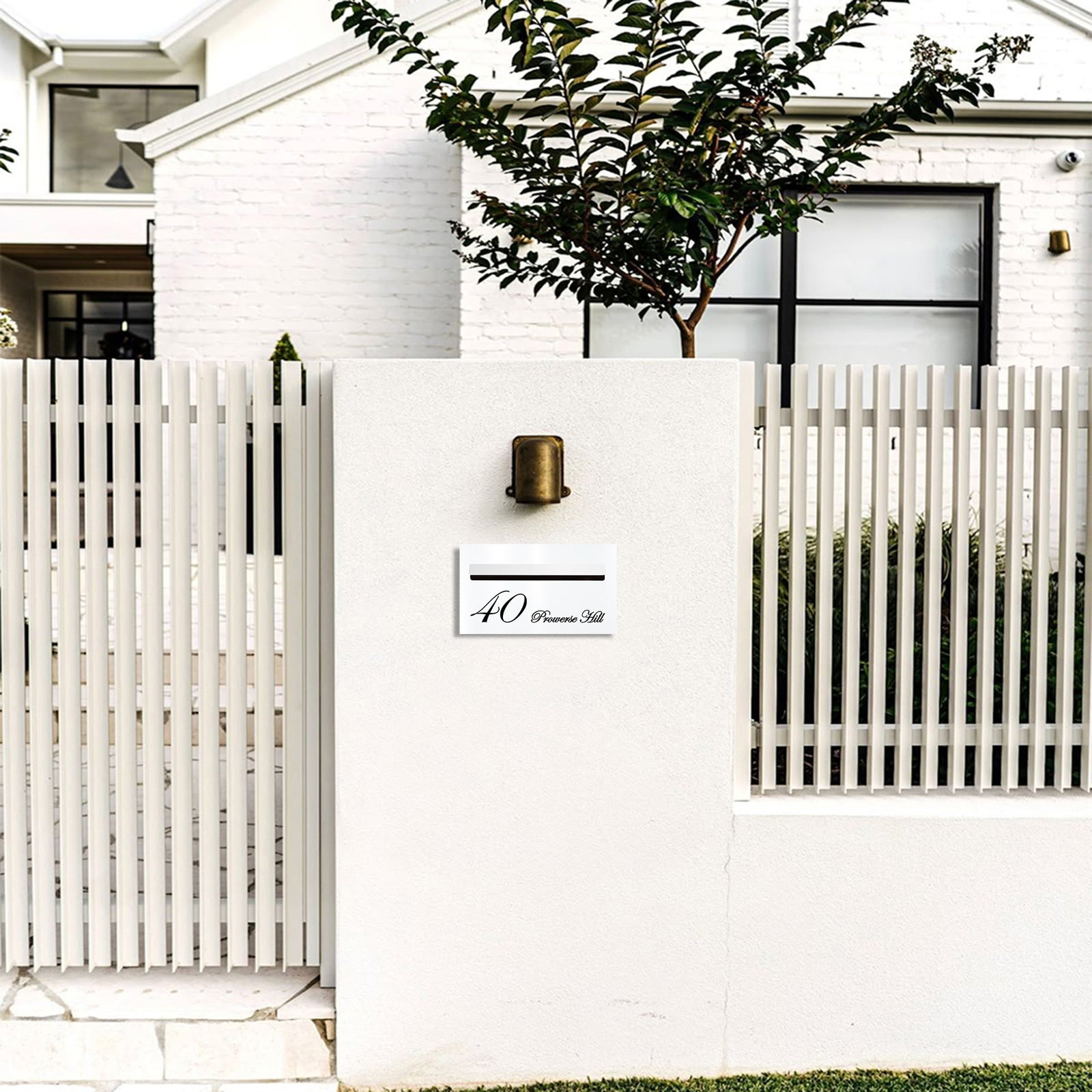 Surfmist Powder-Coated Aluminium Letterbox Faceplate 390 x 220 - 340 Slot
