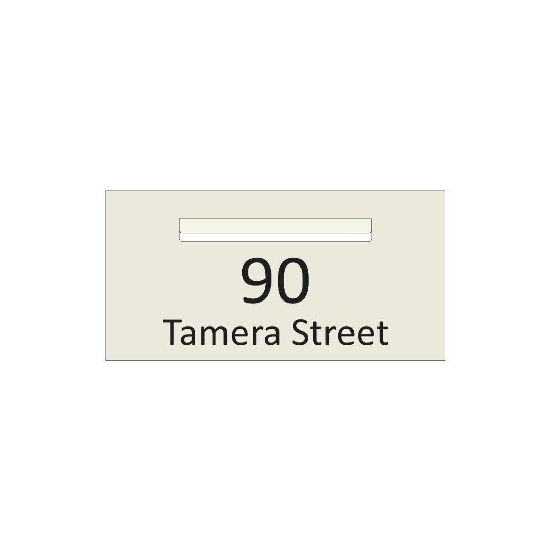 Surfmist Powder-Coated Aluminium Letterbox Faceplate (600 x 300) - 340 Central Slot