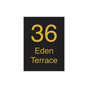 Black Traffolyte Address Sign with Vinyl Text 450 x 600