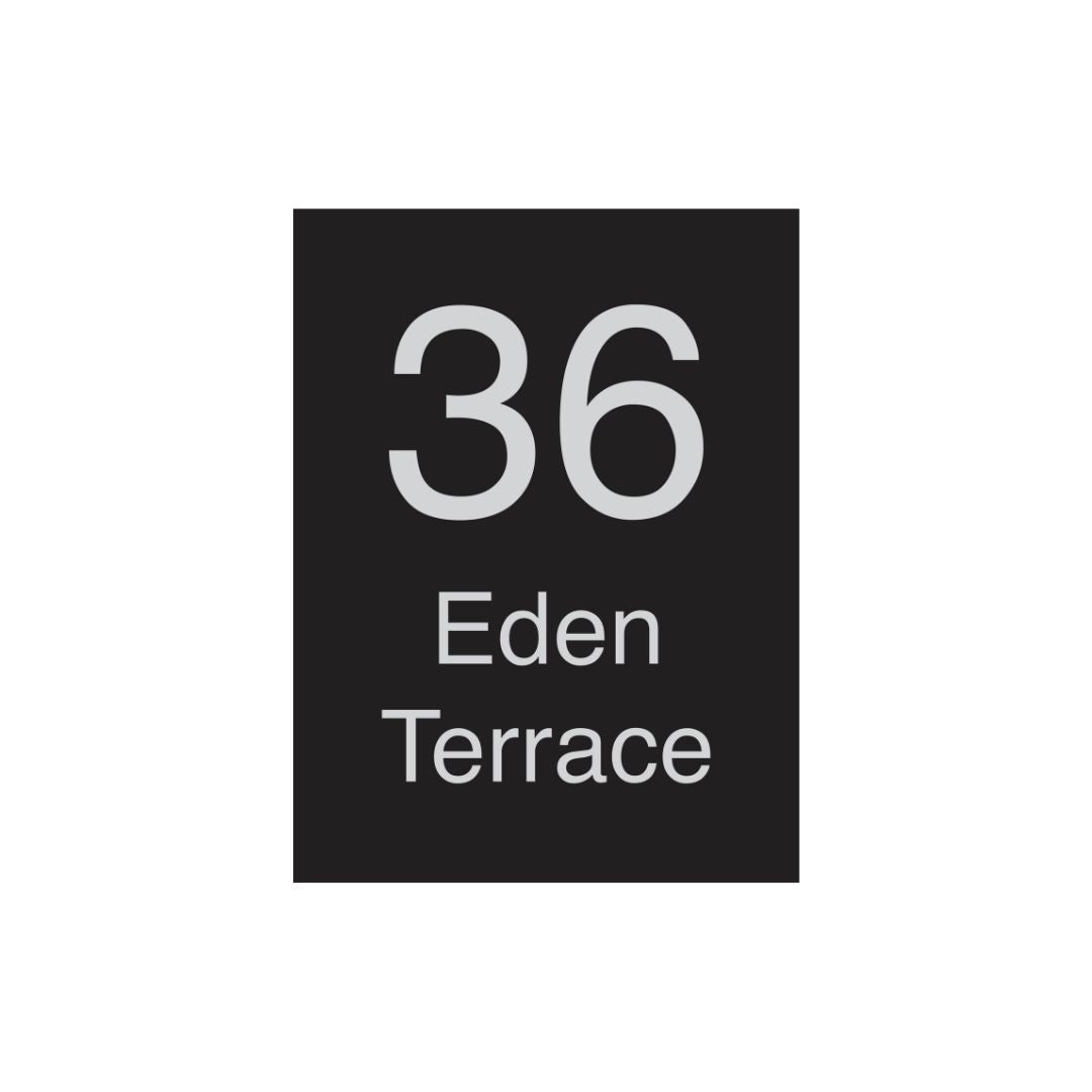 Black Traffolyte Address Sign with Vinyl Text 450 x 600