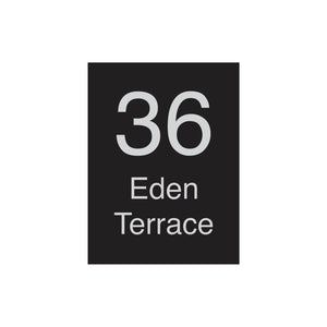 Black Traffolyte Address Sign with Vinyl Text 450 x 600