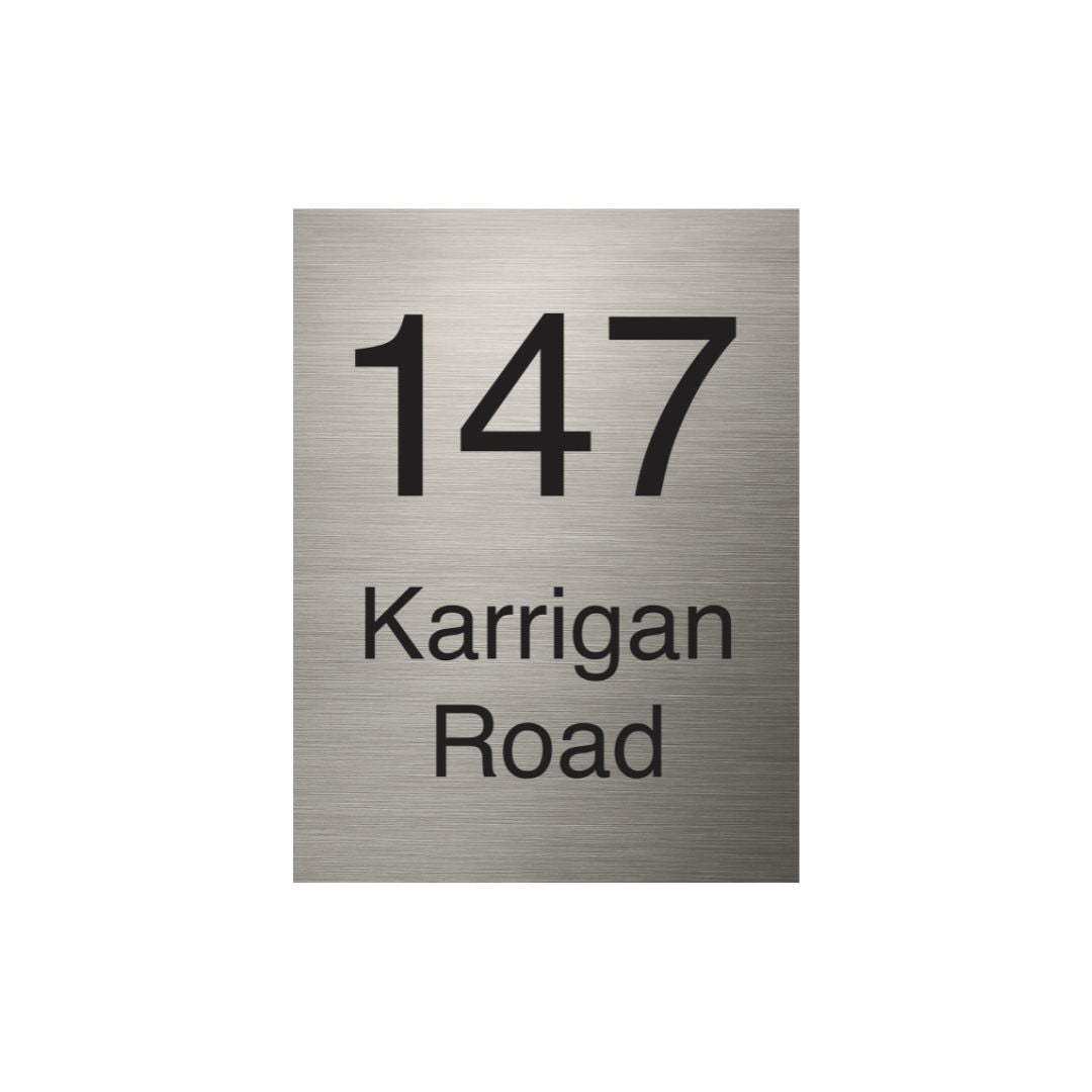 Marine Grade Brushed Stainless Steel Address Sign 450 x 600 (Laser Etched)