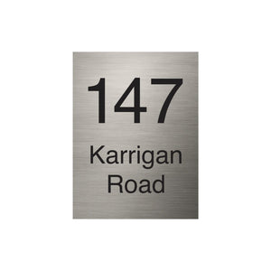 Marine Grade Brushed Stainless Steel Address Sign 450 x 600 (Laser Etched)