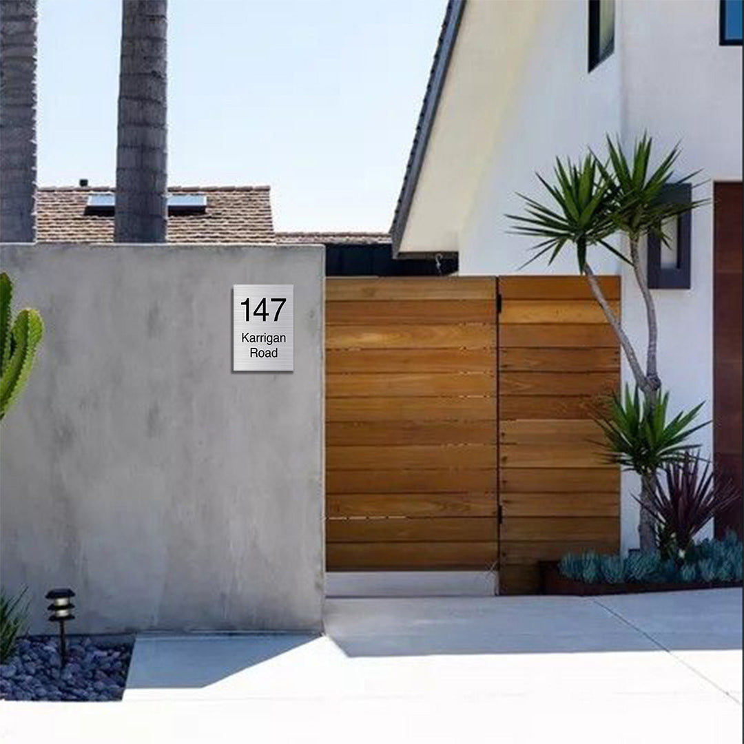 Marine Grade Brushed Stainless Steel Address Sign 450 x 600 (Laser Etched)