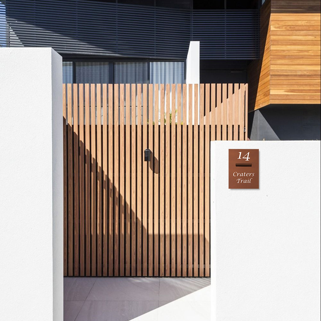 Corten Powder-Coated Aluminium Letterbox Faceplate 450 x 600mm - 240 Slot