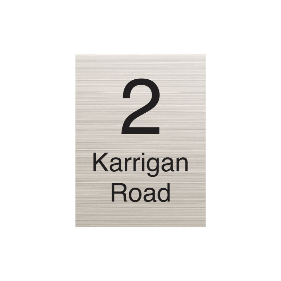 Silver Aluminum Address Sign with Vinyl Text 450 x 600